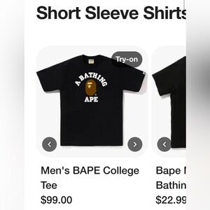Men’s large Men's BAPE College tee.